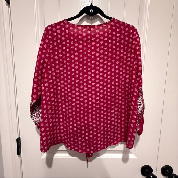 Women's Fuchsia Boho Patterned Blouse - Picture 7 of 7